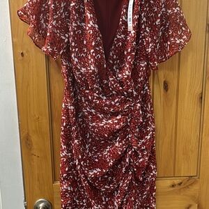 BCBGMaxAzria Red and White Midi Dress